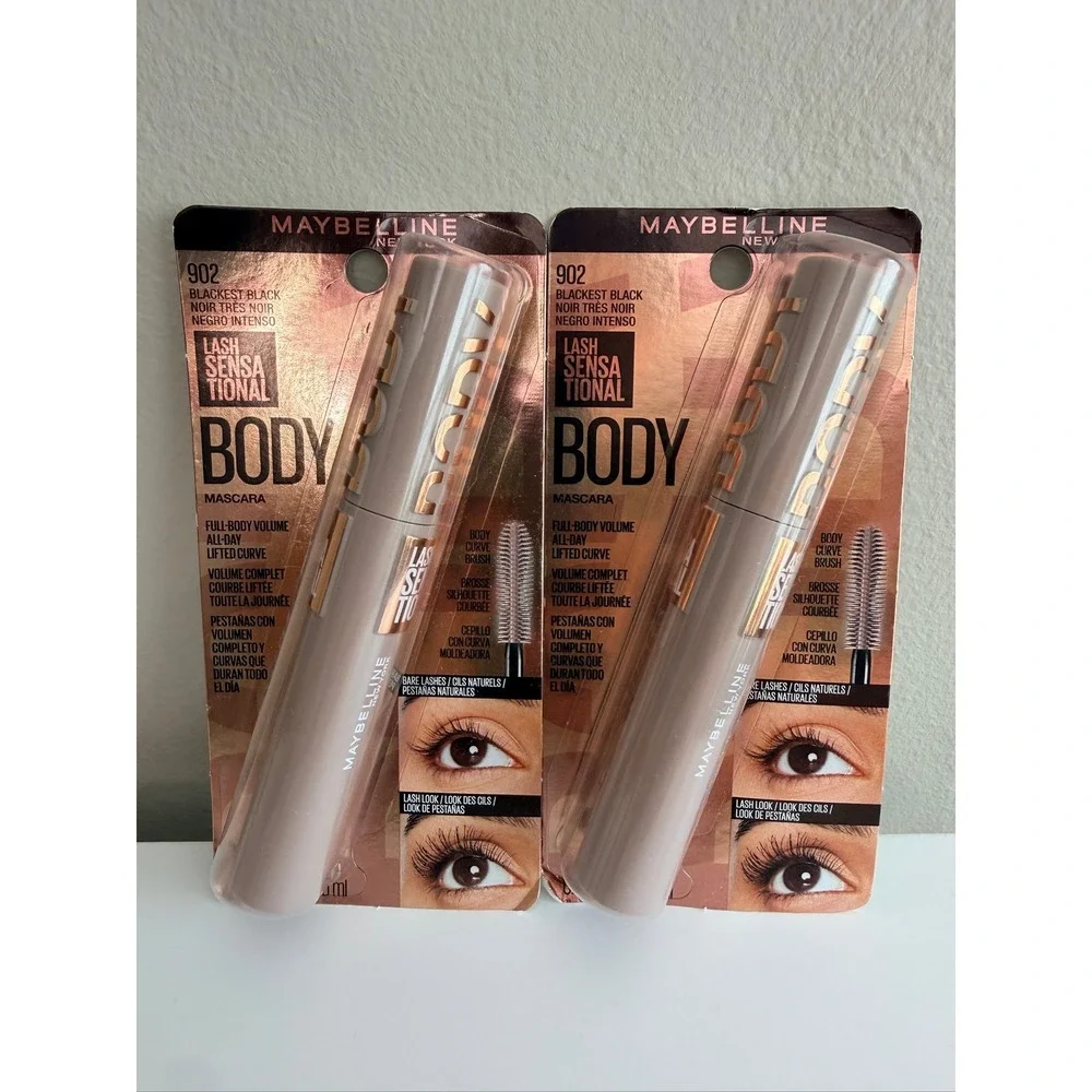 Maybelline Lash Sensational Body Mascara Womens 2pk Blackest Black 902 NWT